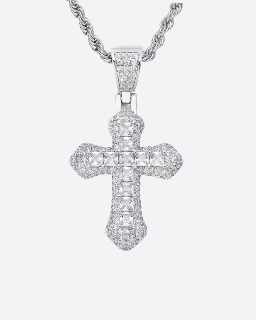 ICY CROSS PENDANT - WHITE GOLD (CHAIN ​​INCLUDING)