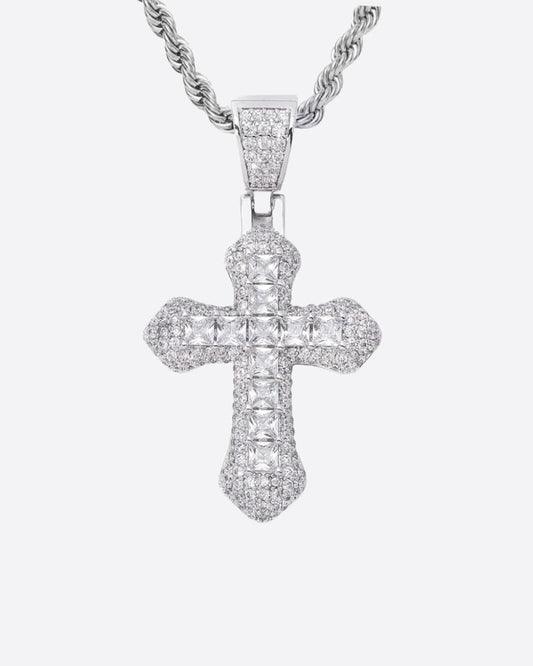 ICY CROSS PENDANT - WITGOUD (INCLUSIEF KETTING)