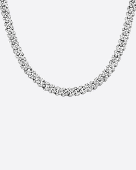 ICED CUBAN NECKLACE - 8MM WHITE GOLD