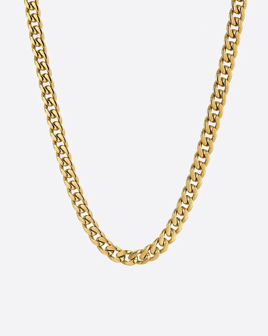 CLEAN CUBAN KETTING - 8MM 18K GOUD