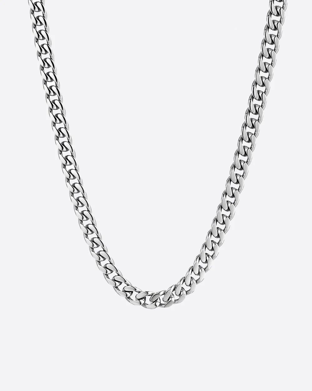 CLEAN CUBAN NECKLACE - 8MM WHITE GOLD