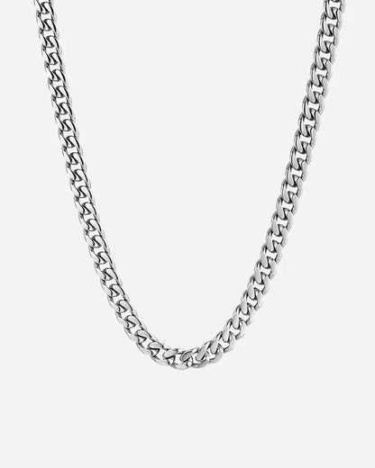 CLEAN CUBAN KETTING - 8MM WITGOUD