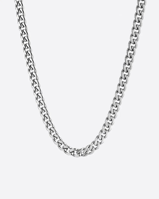 CLEAN CUBAN NECKLACE - 8MM WHITE GOLD