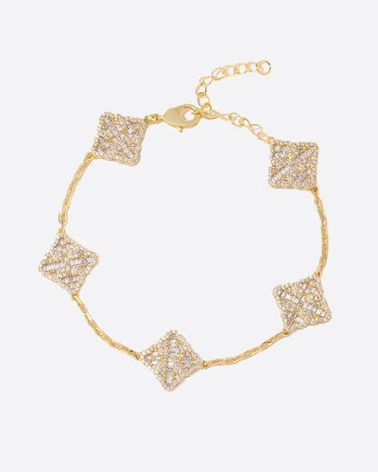 ICED CLOVER BRACELET. - 18K GOLD