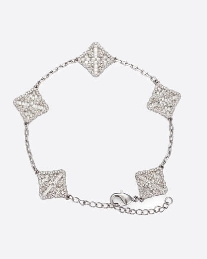 ICED CLOVER BRACELET. - WHITE GOLD